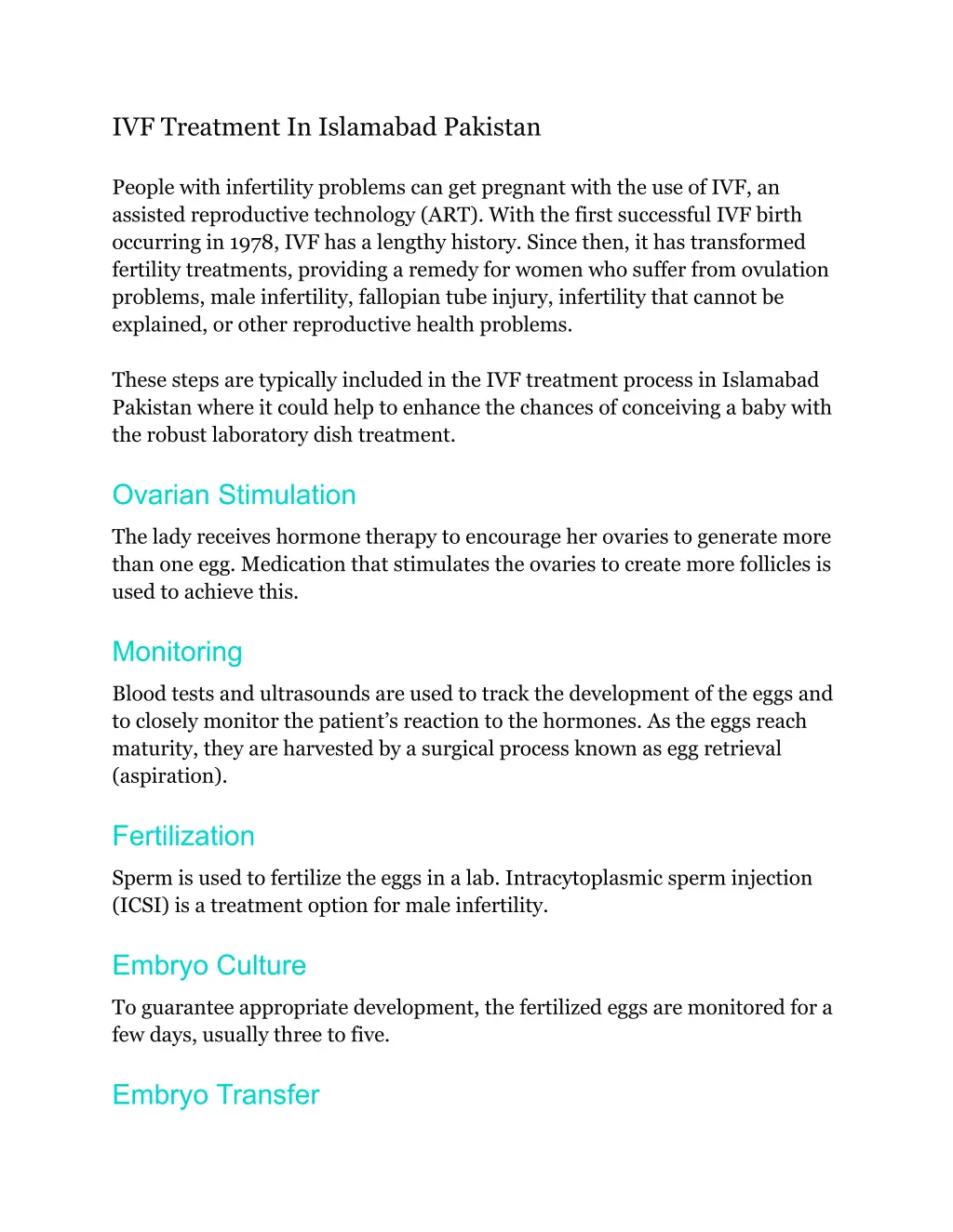 ivf treatment in islamabad pakistan