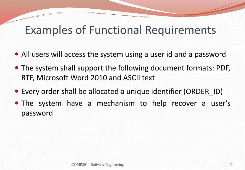 examples of functional requirements