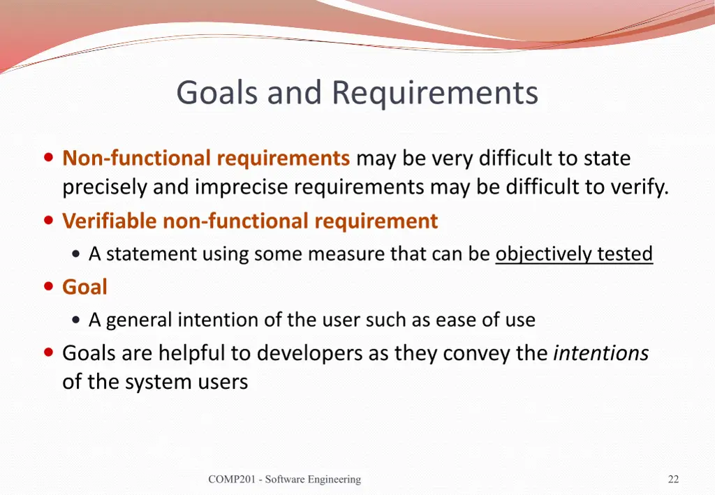 goals and requirements