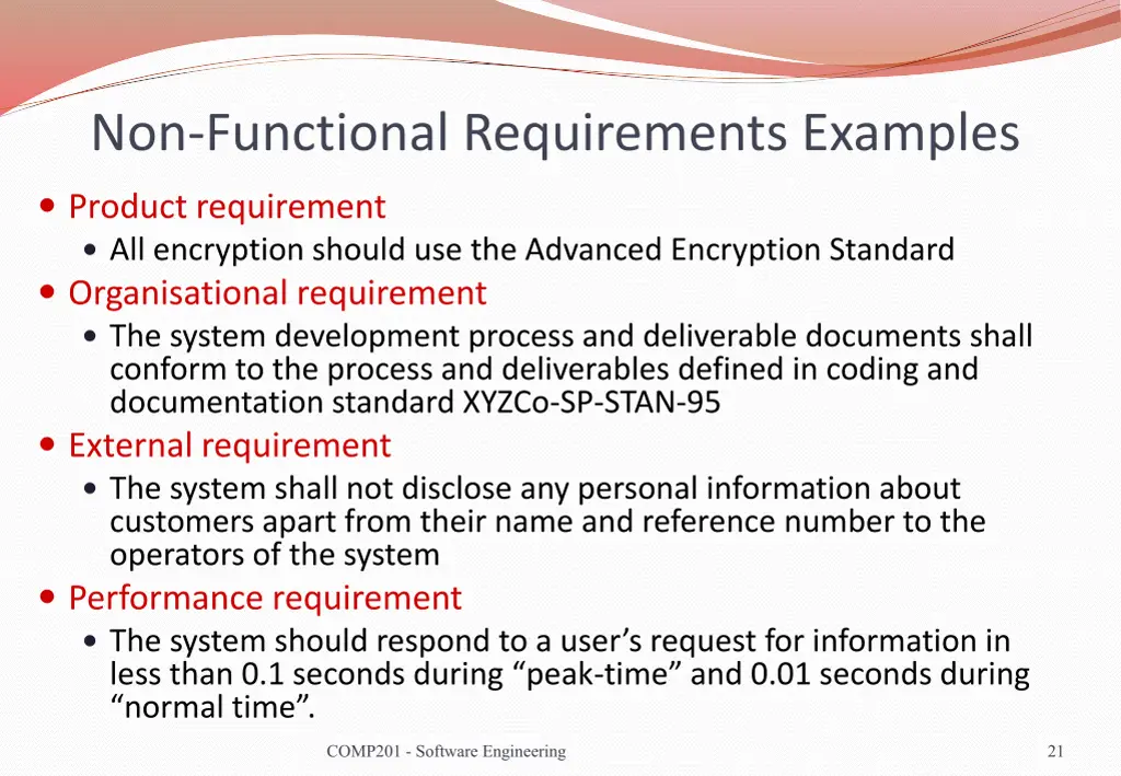 non functional requirements examples