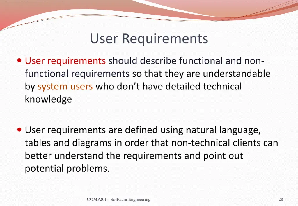 user requirements