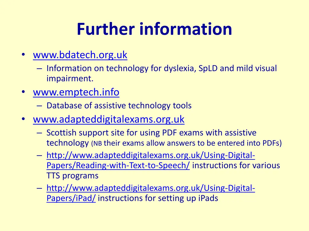 further information