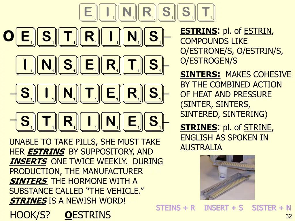 einrsst estrins inserts sinters strines