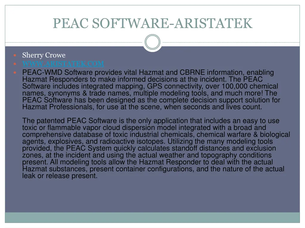 peac software aristatek