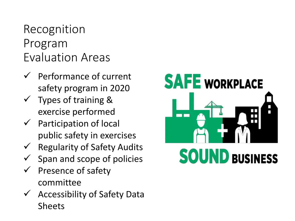 recognition program evaluation areas