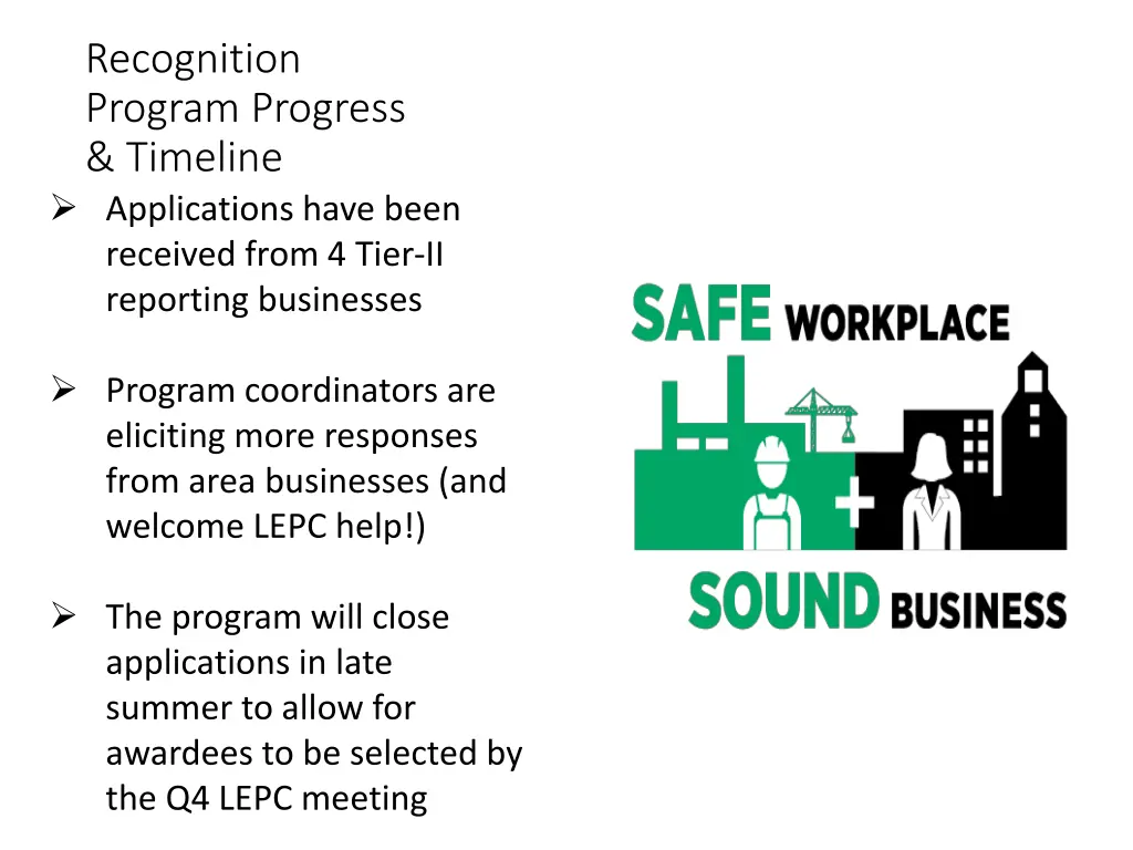 recognition program progress timeline