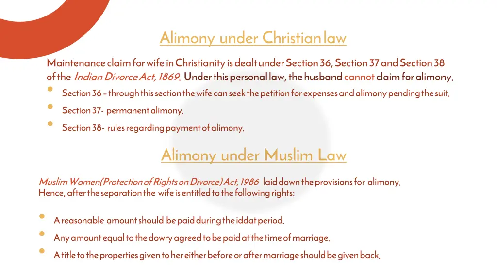 alimony under christian law