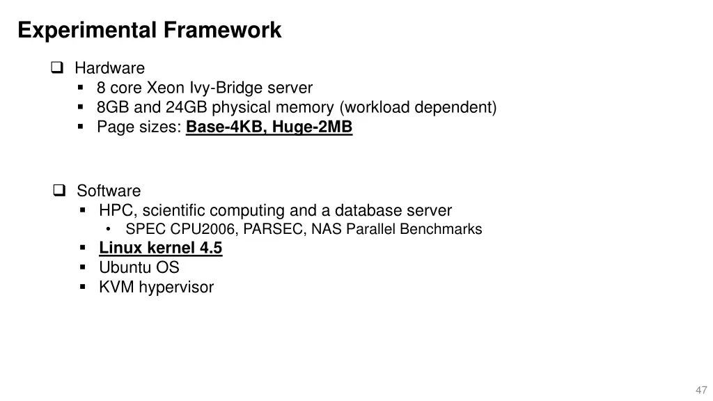 experimental framework