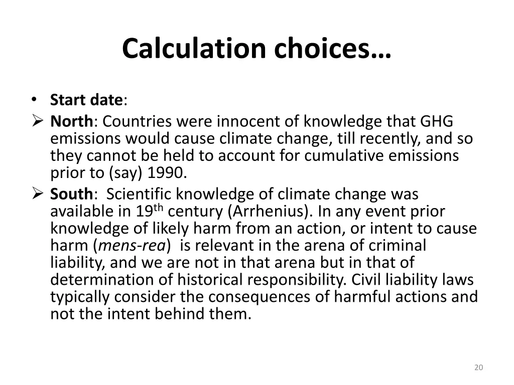 calculation choices