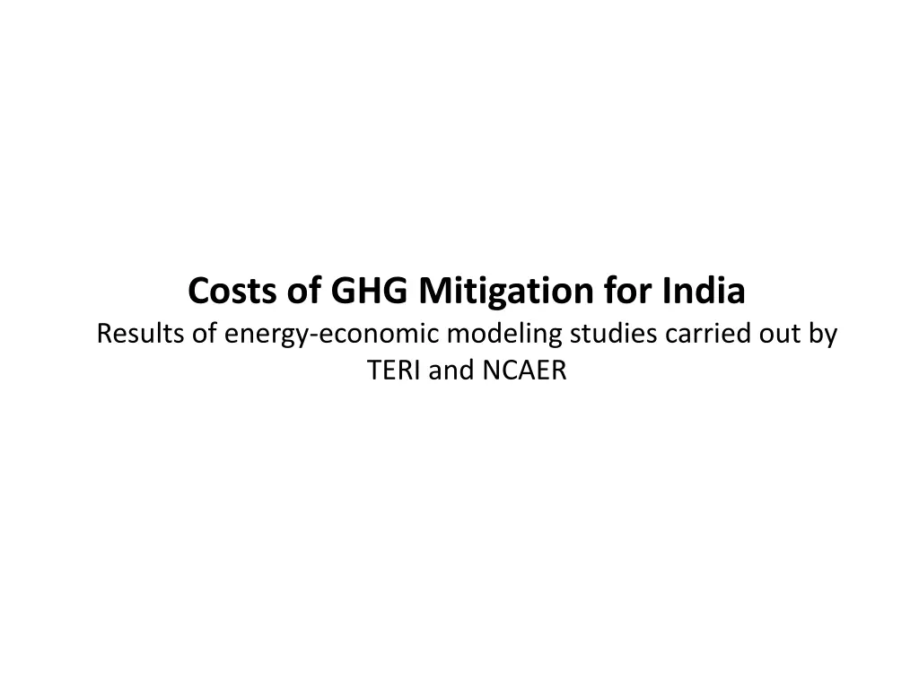 costs of ghg mitigation for india results