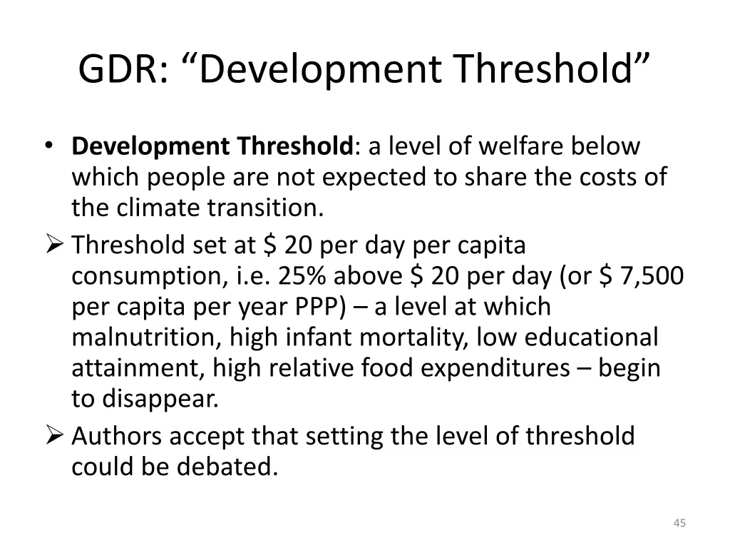 gdr development threshold