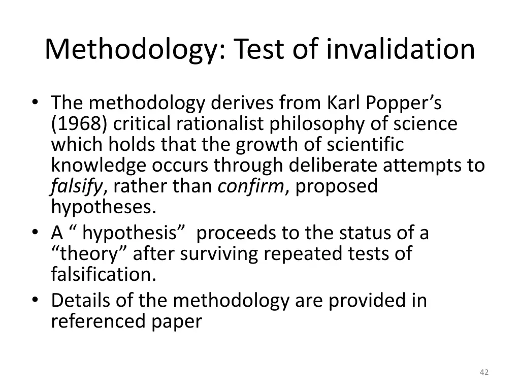 methodology test of invalidation