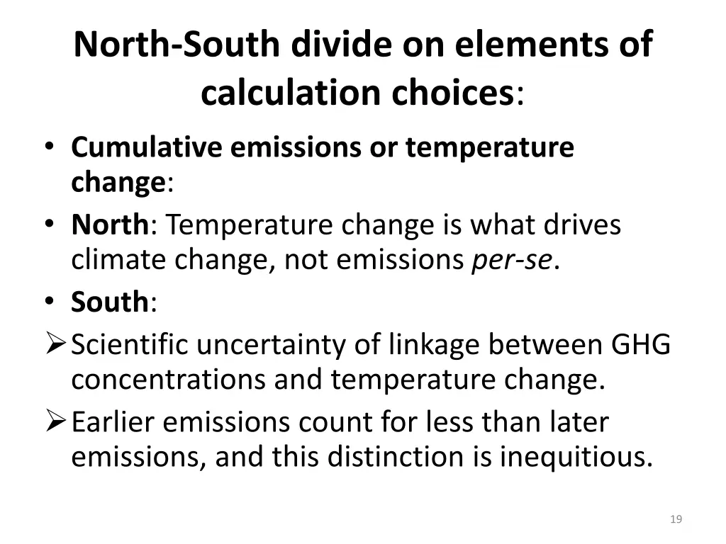 north south divide on elements of calculation