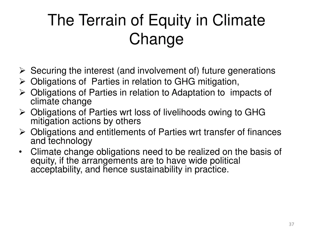 the terrain of equity in climate change