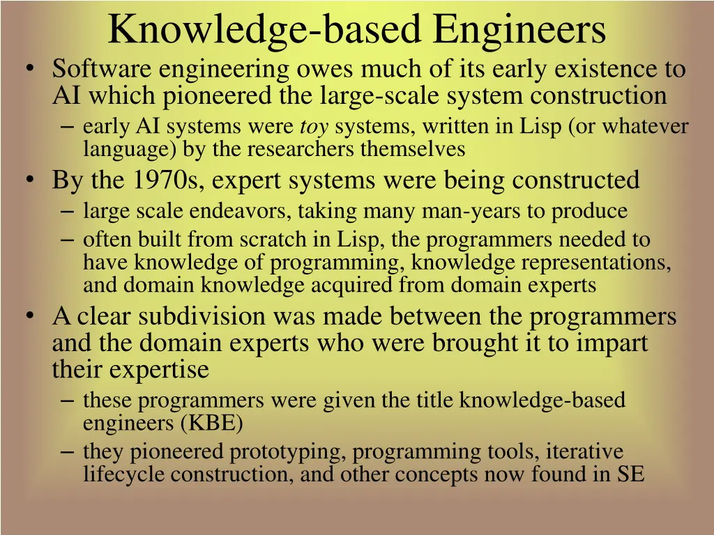 knowledge based engineers software engineering