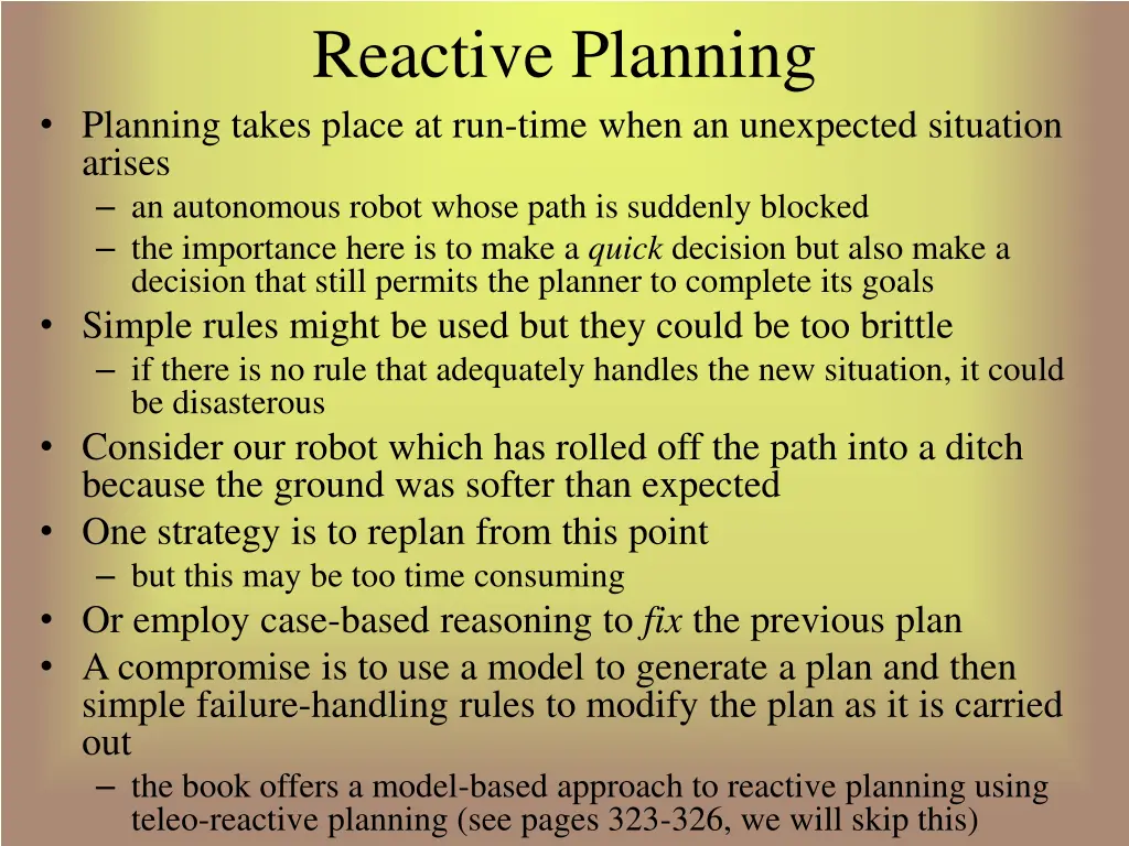 reactive planning