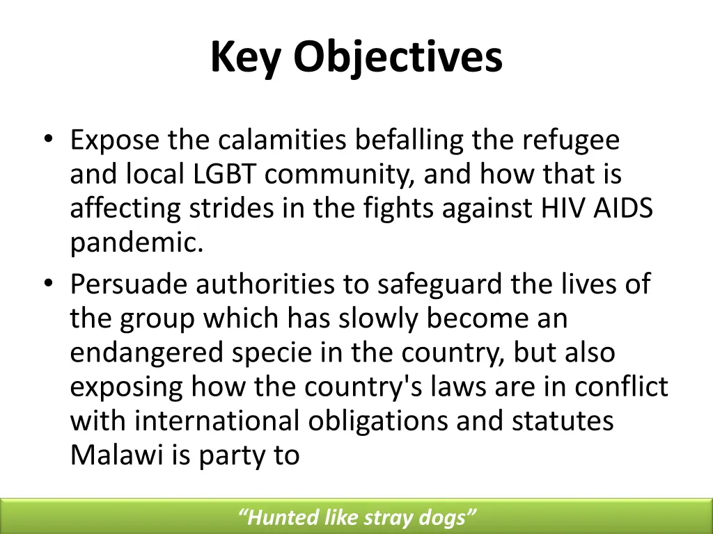 key objectives