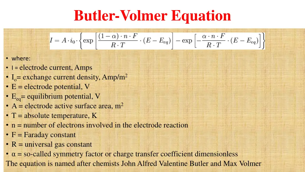 butler volmer equation
