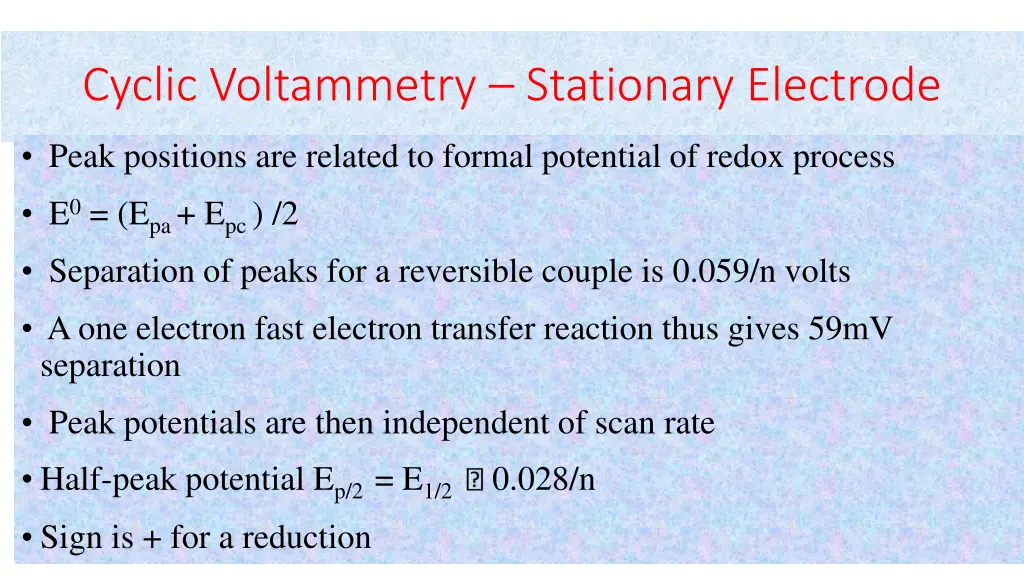 cyclic voltammetry stationary electrode
