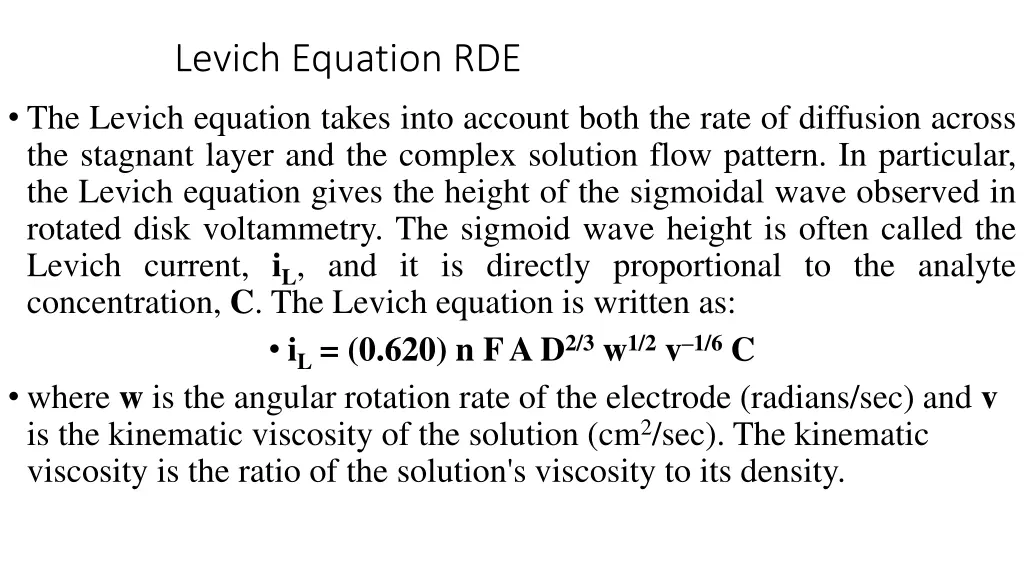 levich equation rde the levich equation takes
