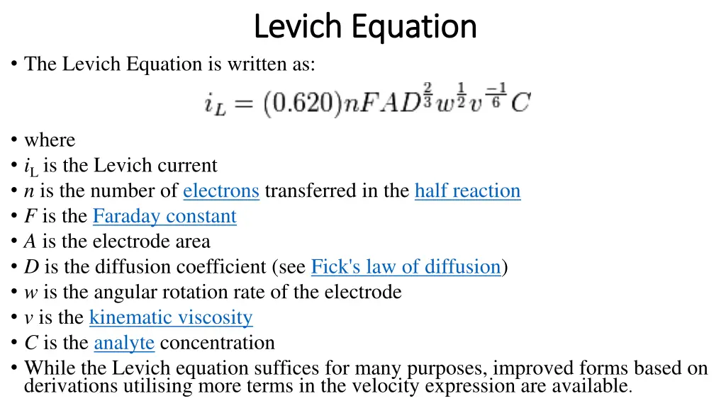 levich levich equation equation 1