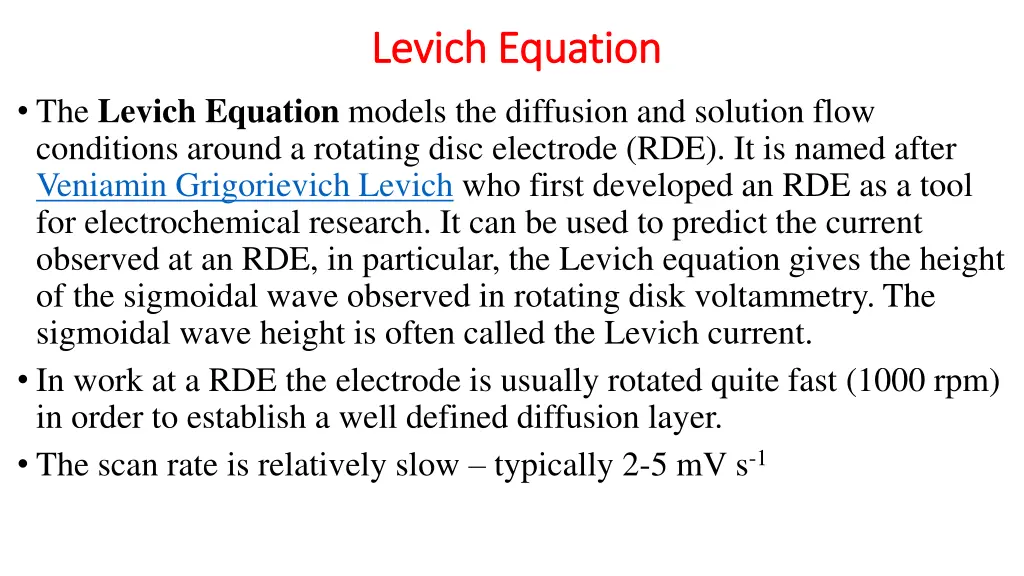 levich levich equation equation