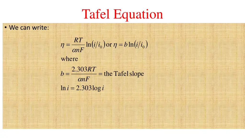 tafel equation 1