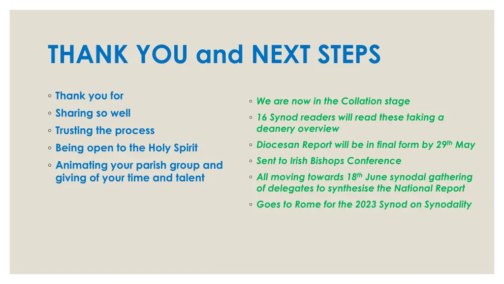 thank you and next steps