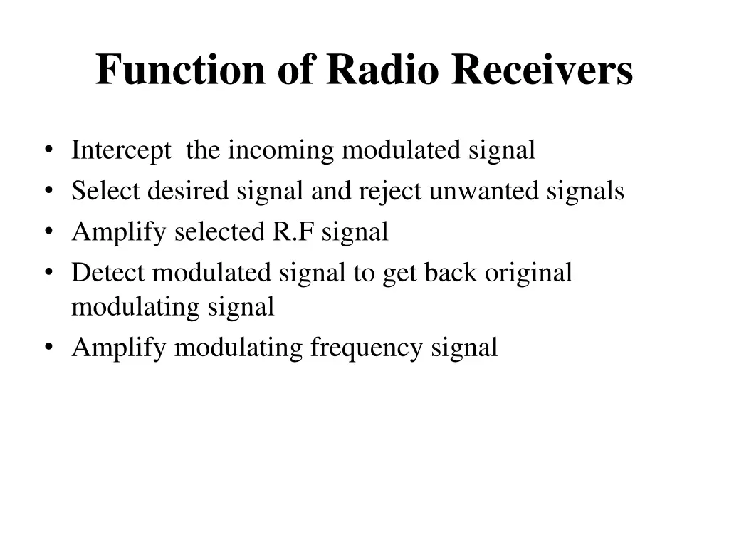 function of radio receivers