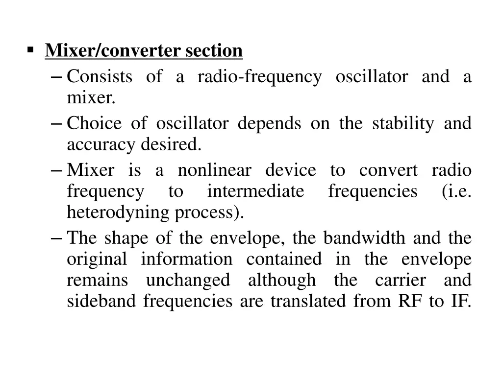 mixer converter section consists of a radio