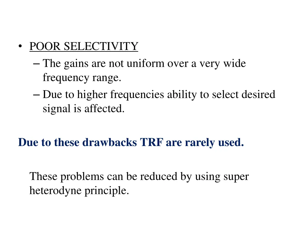poor selectivity the gains are not uniform over