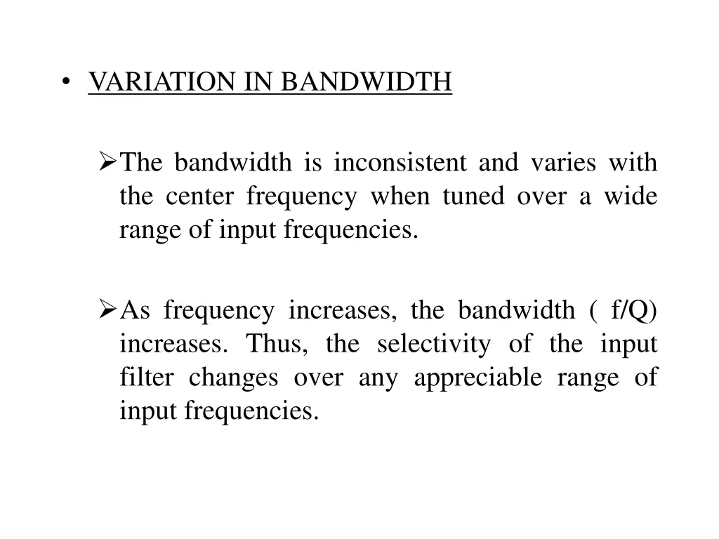 variation in bandwidth