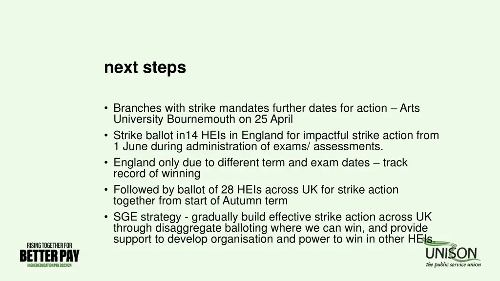 next steps