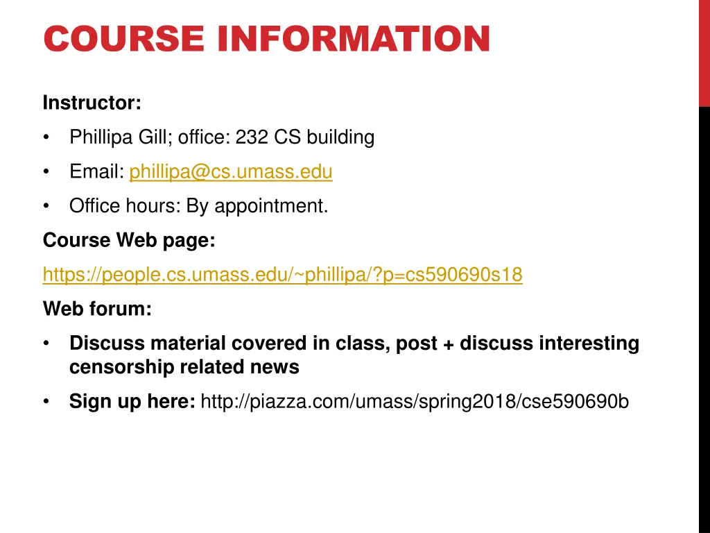 course information