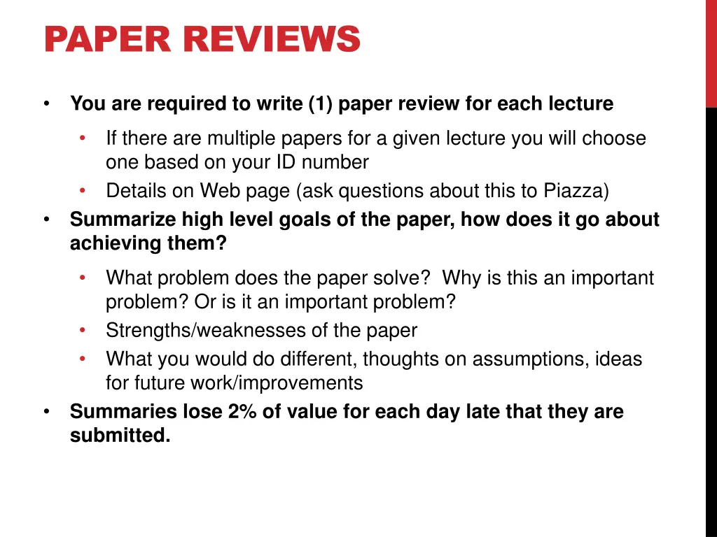 paper reviews