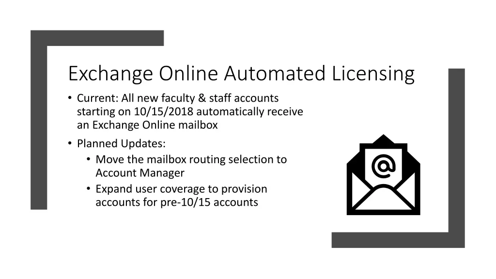 exchange online automated licensing current