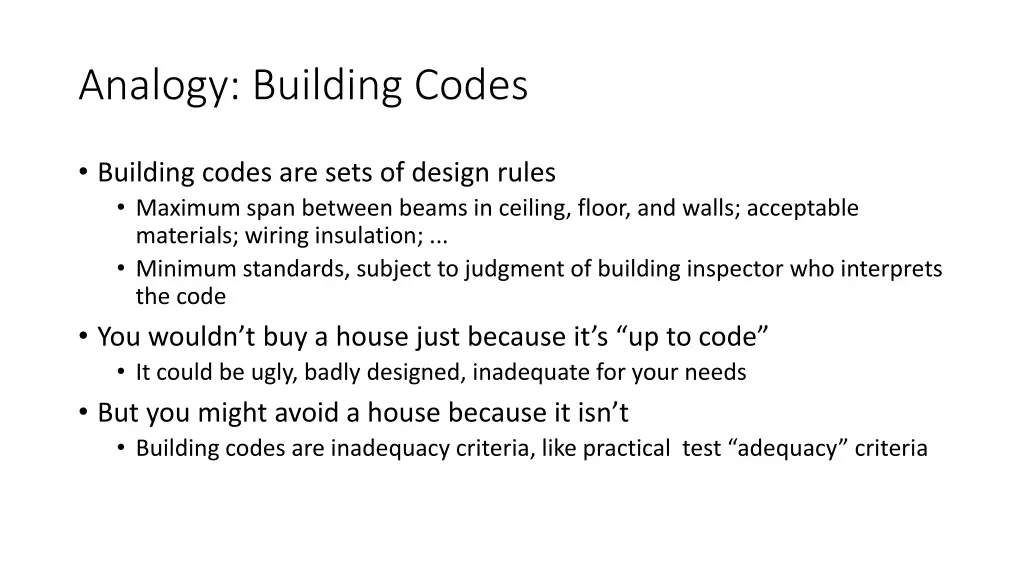 analogy building codes