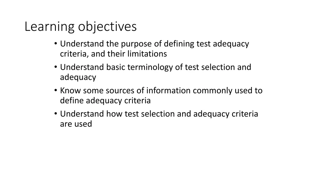 learning objectives understand the purpose