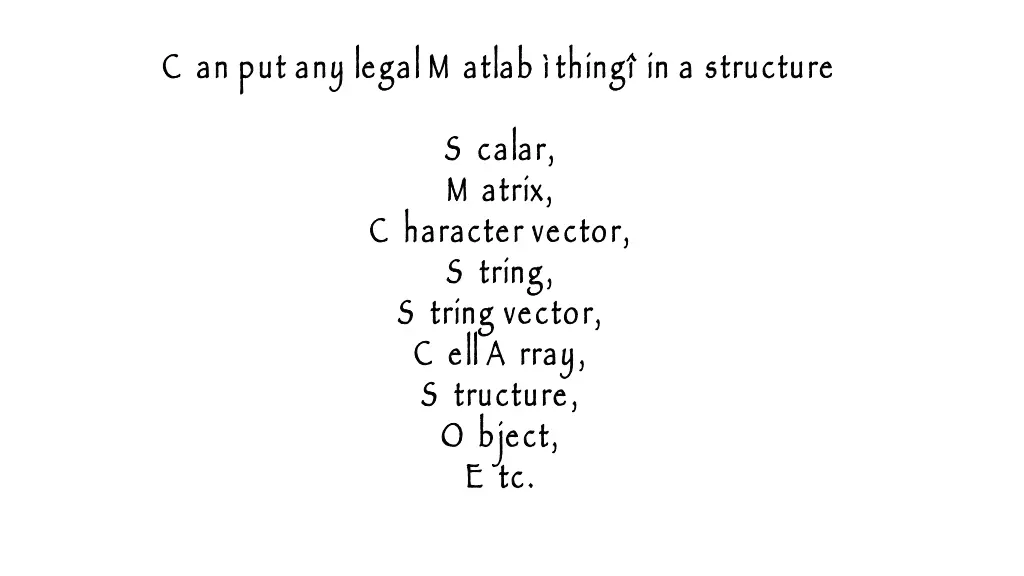 c an put any legal m atlab thing in a