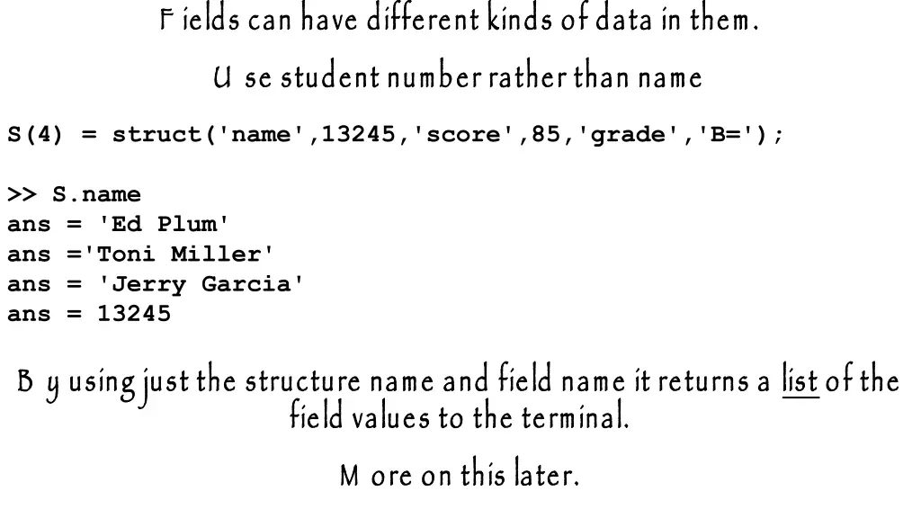 f ields can have different kinds of data in them