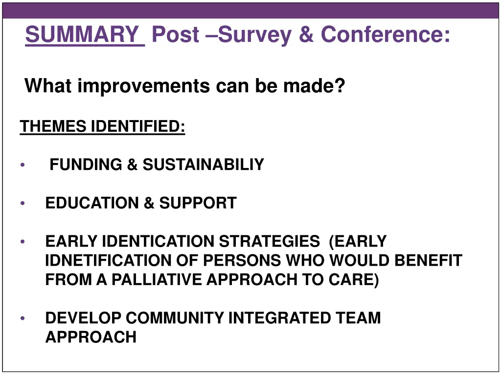 summary post survey conference