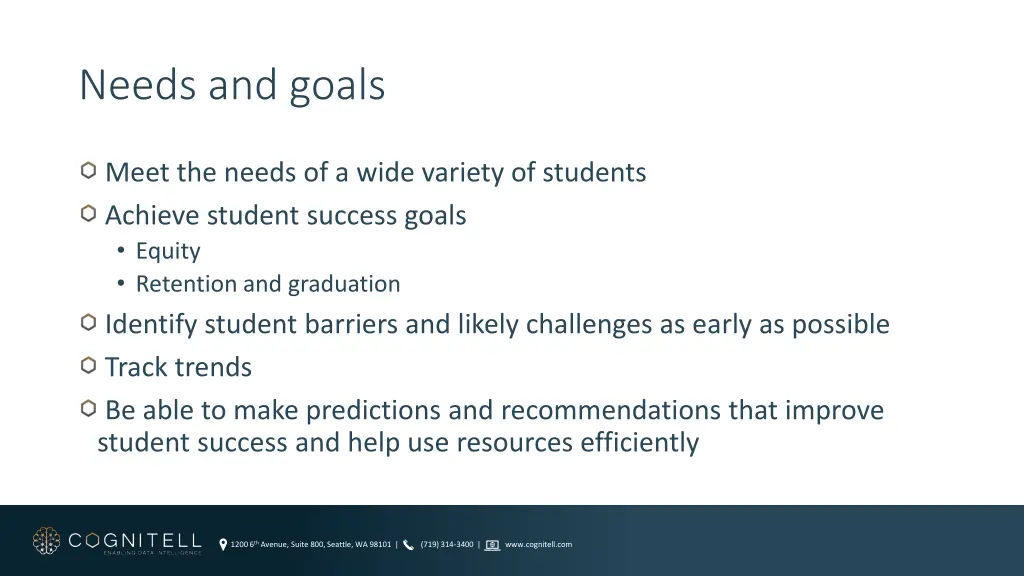 needs and goals