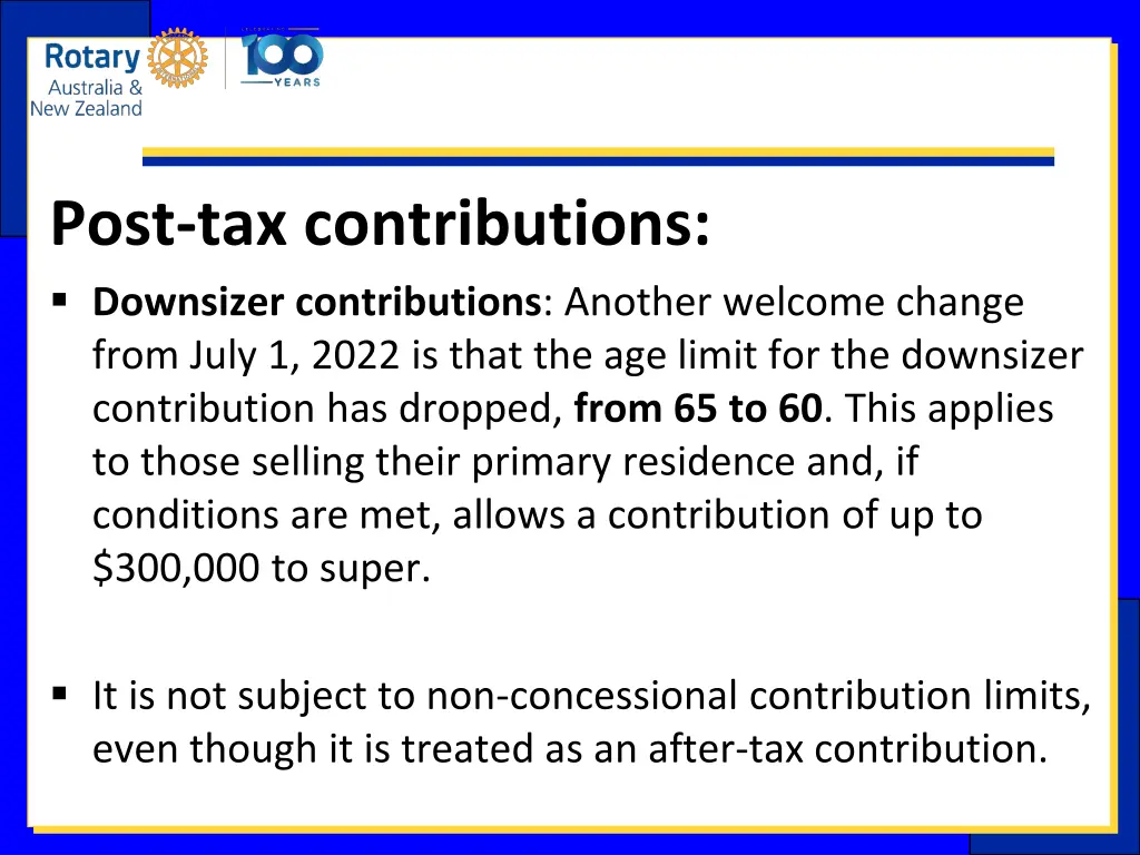 post tax contributions downsizer contributions