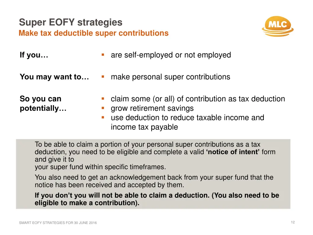 super eofy strategies make tax deductible super