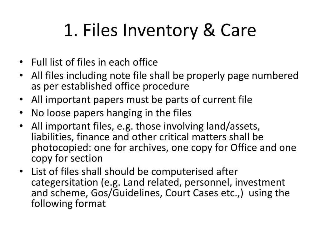 1 files inventory care