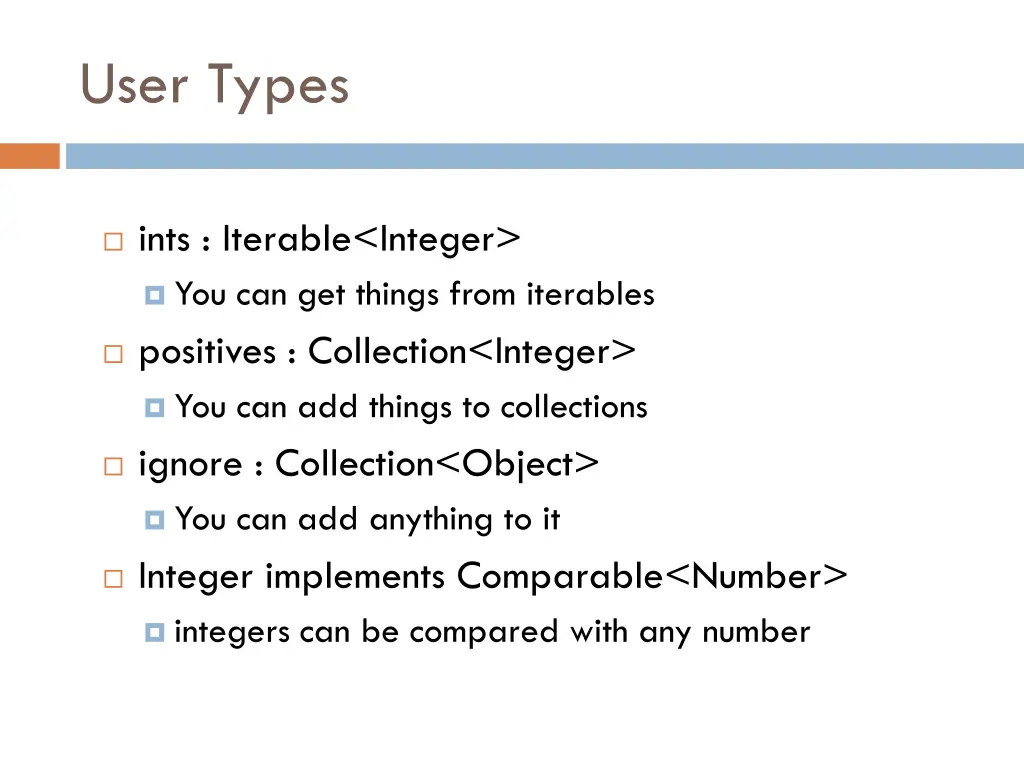 user types