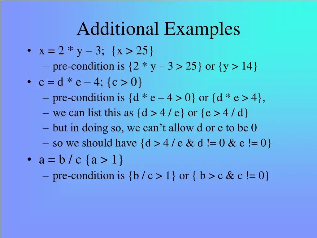 additional examples x 2 y 3 x 25 pre condition