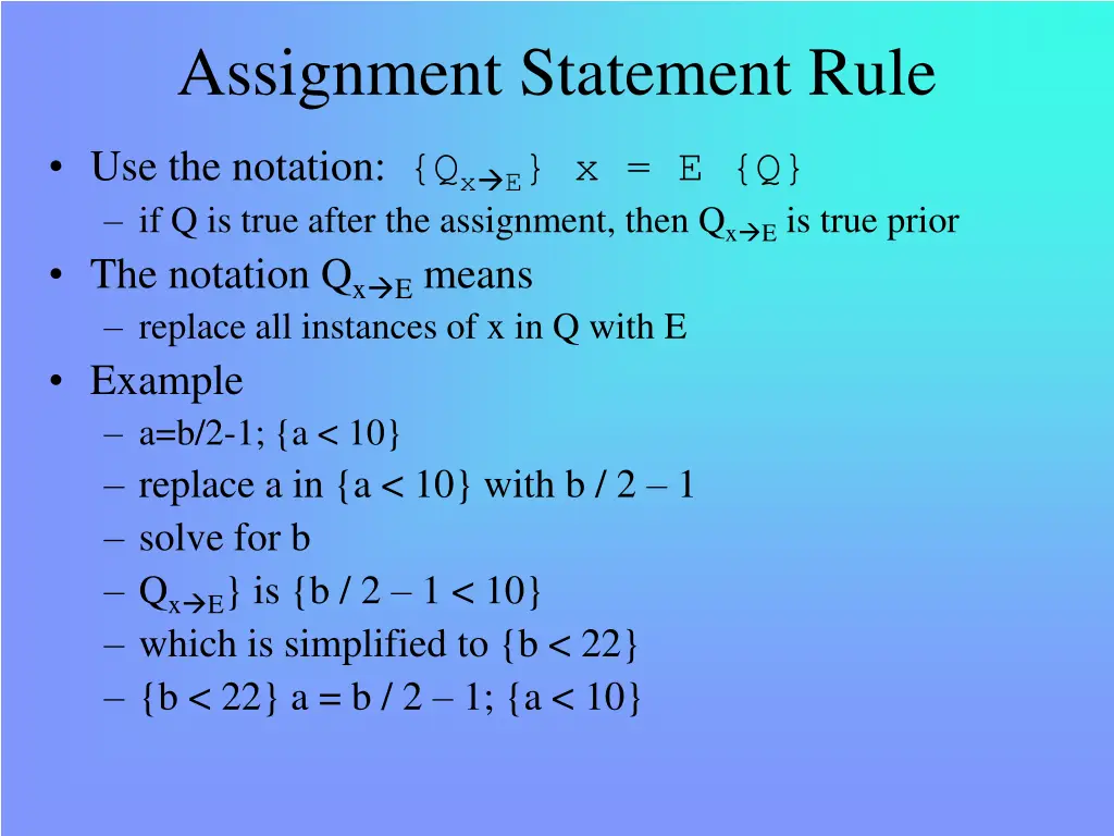 assignment statement rule