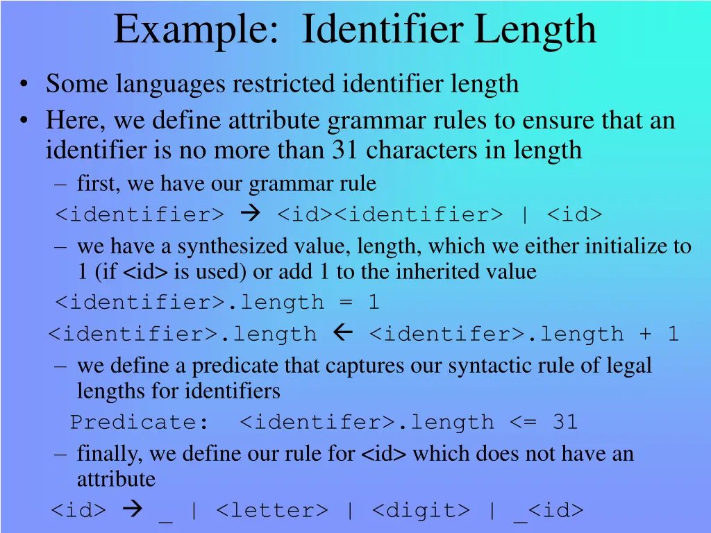example identifier length