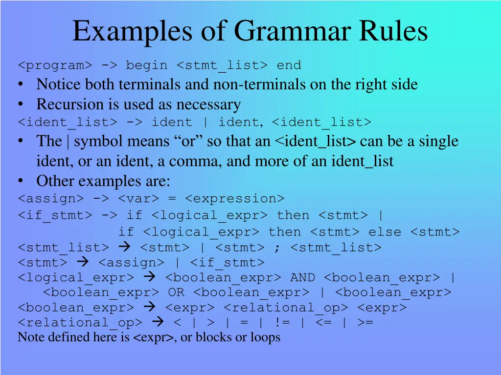 examples of grammar rules